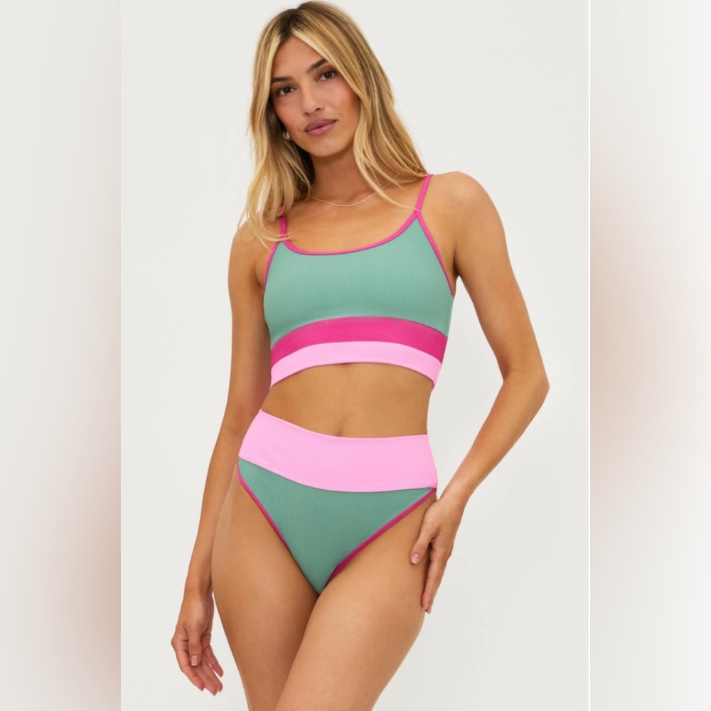 Beach Riot Eva Top & Emmy Bottom Set in Sage Bloom Colorblock